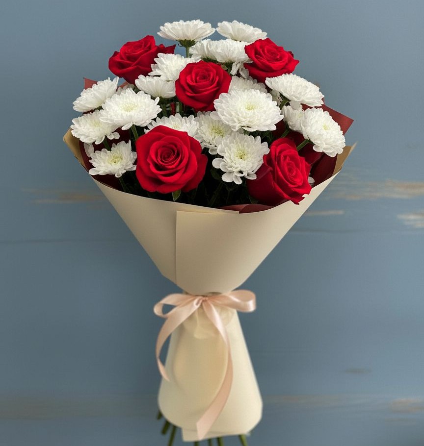 Букет цветов из: Розы и Хризантемы в Тоцкое