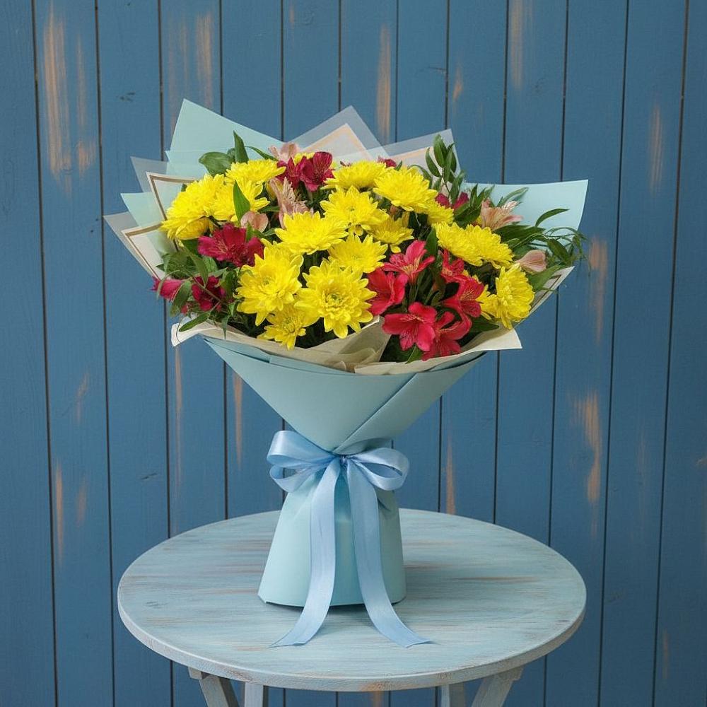 Букет цветов из: Альстромерии и Хризантемы в Тоцкое