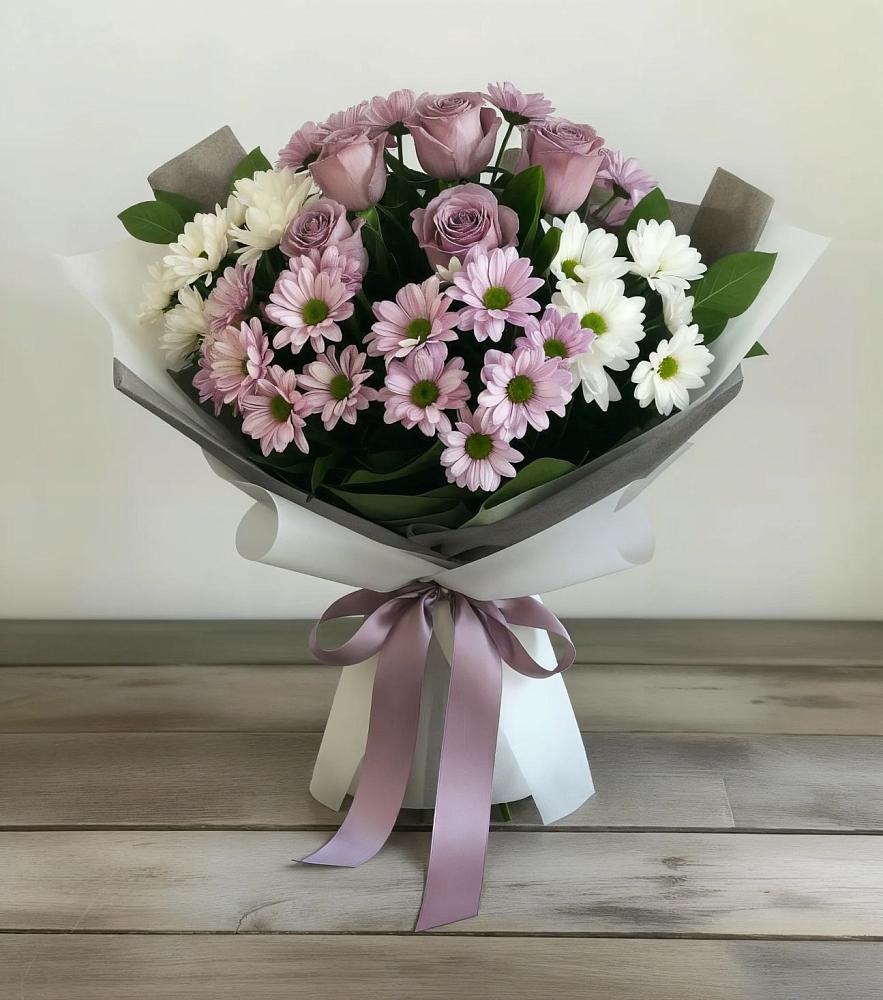 Букет цветов из: Хризантемы и Розы в Тоцкое