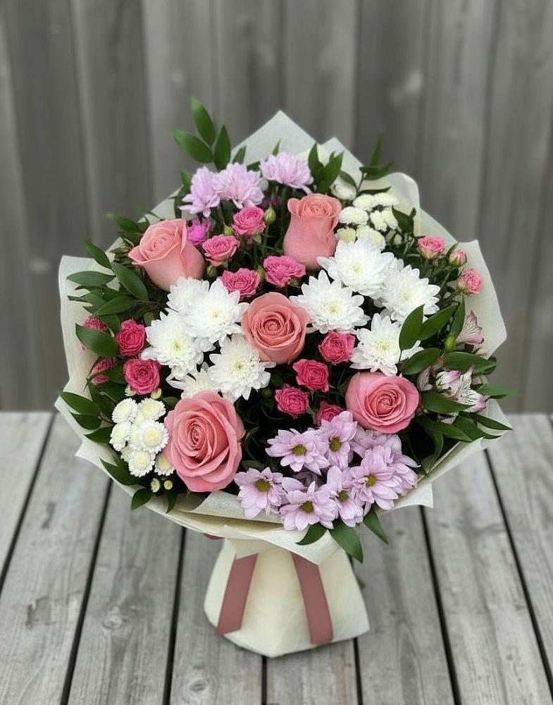 Букет цветов из: Альстромерии, Гвоздики, Розы и Хризантемы в Тоцкое