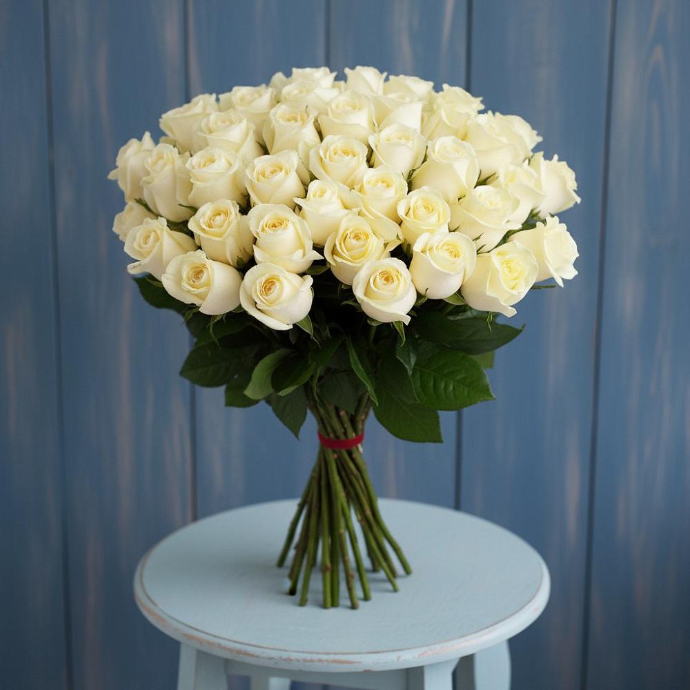 Букет 51 Белая роза Эдлесс Лав в Тоцкое
