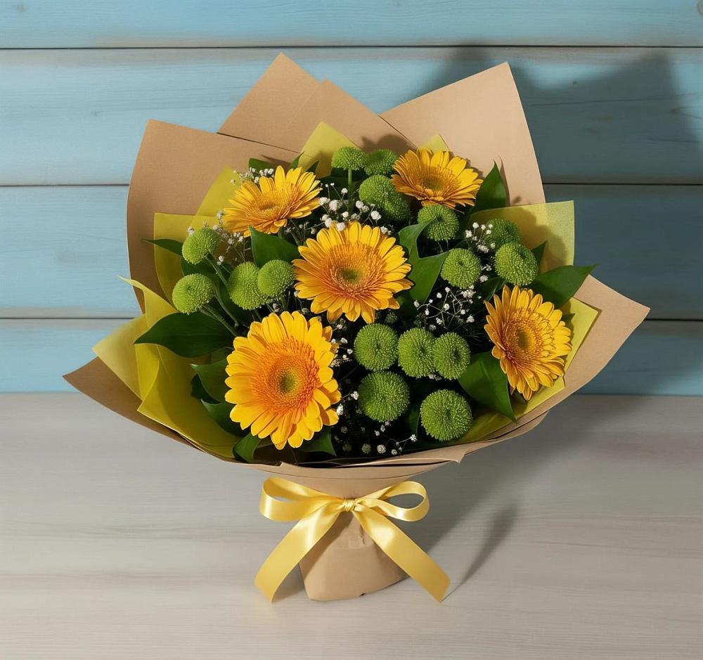 Букет цветов из: Герберы и Хризантемы в Тоцкое