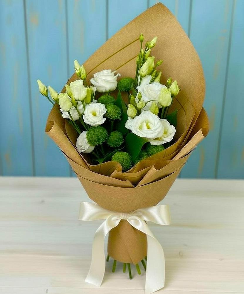 Букет цветов из: Хризантемы и Лизиантусы в Тоцкое