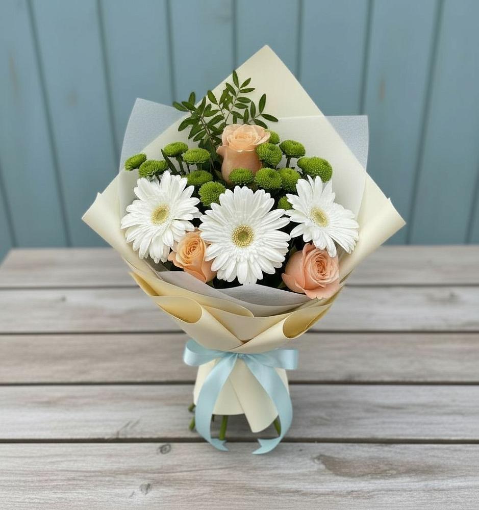 Букет цветов из: Герберы, Розы и Хризантемы в Тоцкое