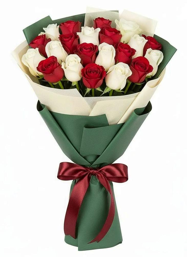 Букет Микс из красных и белых роз в Тоцкое