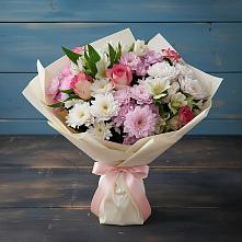 Букет цветов из:  Хризантемы, Альстромерии и Розы в Тоцкое