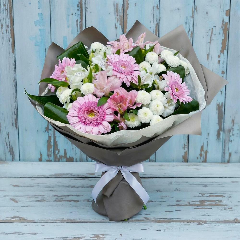 Букет цветов из: Герберы, Альстромерии и Хризантемы в Тоцкое